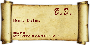 Bums Dalma névjegykártya